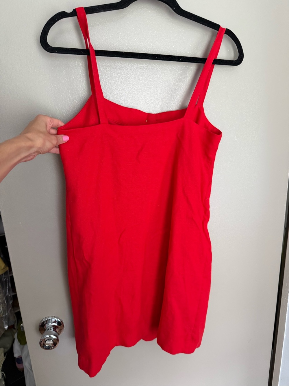 J. Crew Red Button-Front Mini Dress - Picture 4 of 5